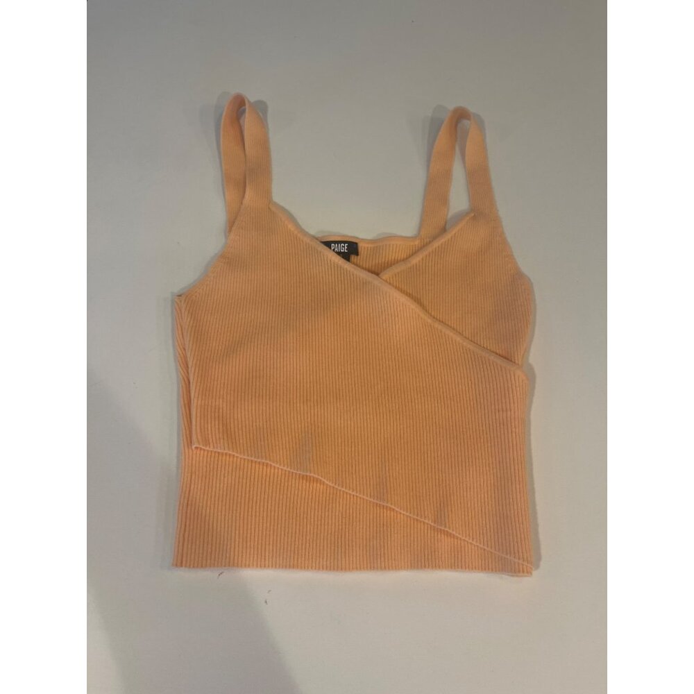 Ribbed Peach Sleeveless Wrap Tank Top By Paige - Size L